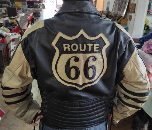 Campera De Cuero Motociclista Original Route 66 