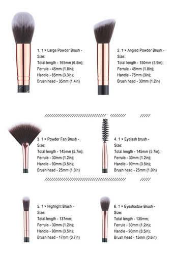 Kit De 15 Brochas: Brocha De Maquillaje, Base, Colorete, Maq