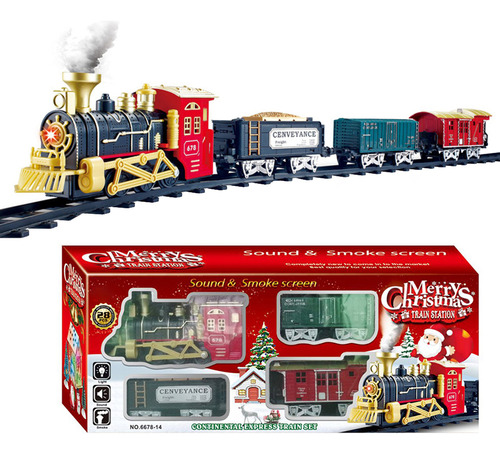 Set De Tren Navideño Con Locomotora De Vapor Eléctrica