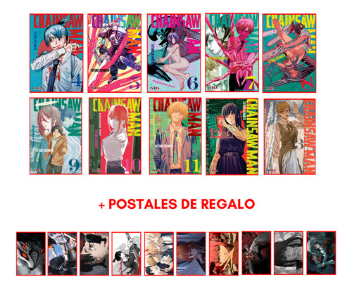 Combo Chainsaw Man 4 A 13 + 10 Postales - Manga - Ivrea