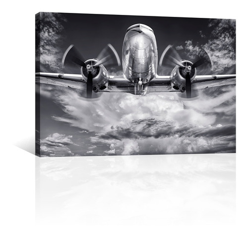 Cuadro Decorativo Aviones Canvas Avion Metalico En Las Nubes