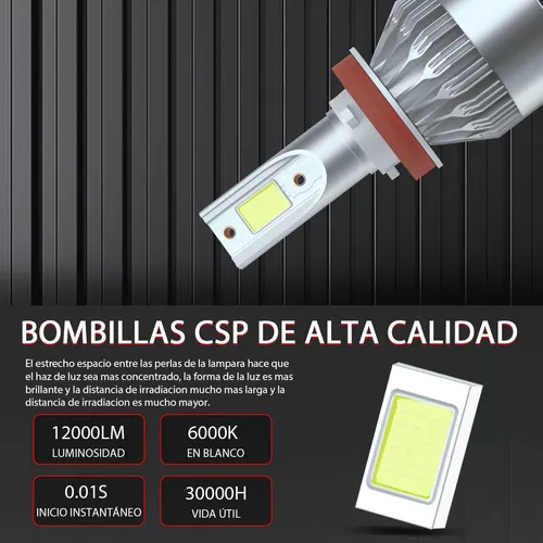 Bombilla LED H7 de 12 V, 36 W, 6000 K, blanco frío, sin puntos oscuros,  fácil instalación, paquete de 2 unidades