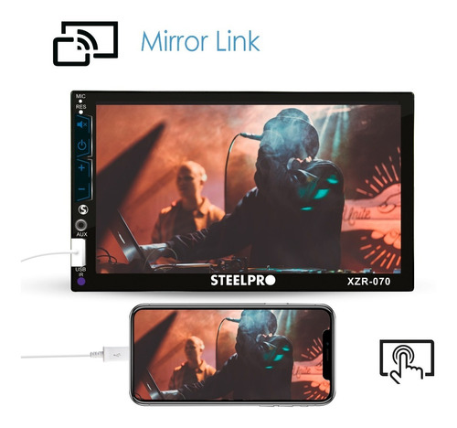 Imagen 3 de 8 de Autoestéreo Mirror Link Pantalla Táctil 7 Bluetooth Steelpro