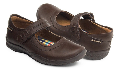 Zapato Escolar Para Niña Marca Coqueta® Cafe Velcro 22-26