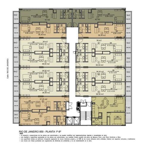 Imagen 7 de 7 de Ambiente Divisible 40 M2 Totales / Apto Profesional A Estrenar En Obra Finalizada