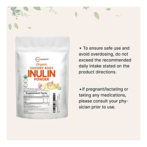 Polvo De Inulina Achicoria Orgánica Fibra Natural Sin Omg