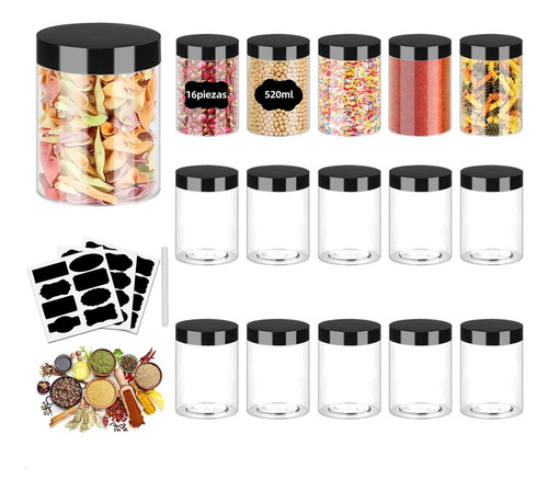 Xyx1 16 Hermetic Recipients With Covers And Stickers 520ml