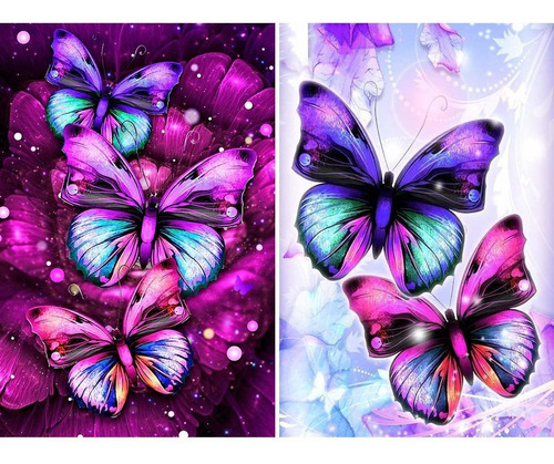 Kit De Pintura De Diamantes De Imitación De Mariposa 5d, 2 U