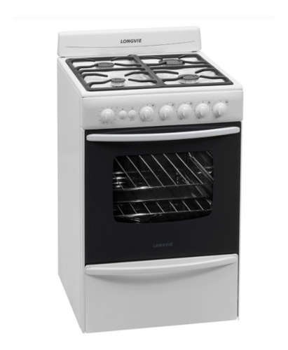 Imagen 2 de 3 de Cocina Longvie Standard 13501 a gas/eléctrica 4 hornallas blanca 220V puerta con visor 74L