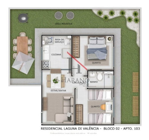 Imagem 2 de 4 de Apartamento Padrão Com 2 Quartos No Laguna Di Valência - 586635-v