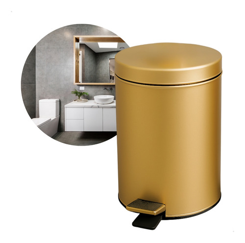 Lixeira Dourada Inox Com Pedal Multiuso 3l Crie Construa