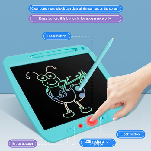 Tableta De Escritura Lcd Recargable De 9 Pulgadas Con Bolígr