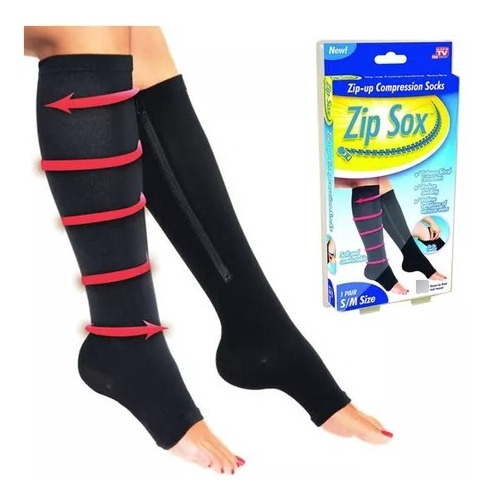 Media Anti Varices Compresion Circulacion Cremallera Zip Sox