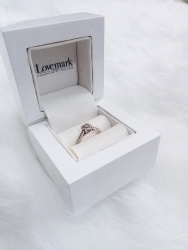 Anillo De Compromiso Oro Blanco 10 K Y Diamantes