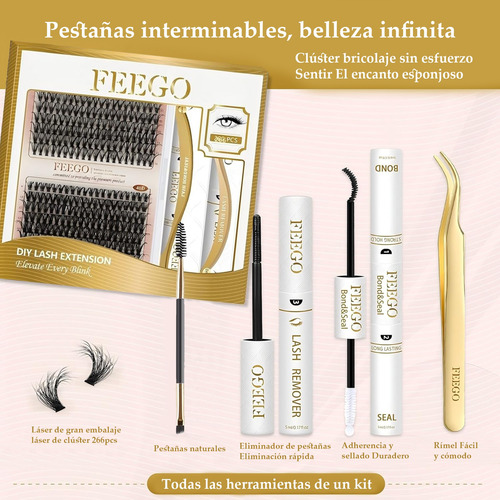 Extensiones De Pestañas Kit Diy Feego 30d 40d 280pcs 9-16mm