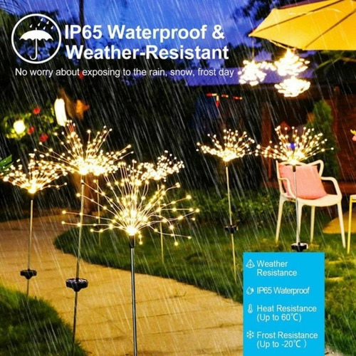 6pcs Luces De Fuegos Artificiales Solares Al Aire Libre Luz