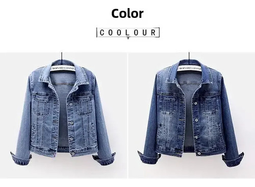 Chaqueta De Manga Larga Ajustada De Mezclilla Elástica Para