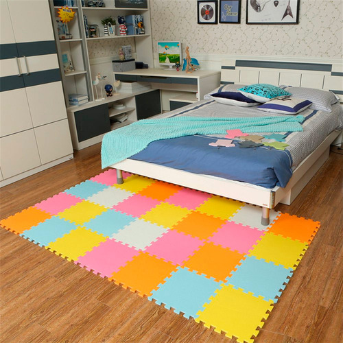 Kit 08 Peças Tapete Tatame Colorido Infantil 50x50 10mm-jk Cor Coloriso Liso