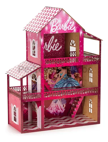 Casinha De Boneca Barbie Mdf Pintada Adesivada + 43 Móveis cru, Magalu  Empresas