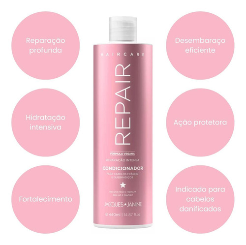 Kit Shampoo + Condicionador + Máscara Linha Repair Jacques