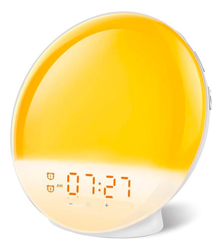 Reloj Alarma Despertador Simulacion Sunset Radio Fm Colores