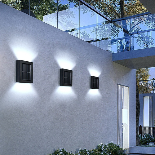Pack X 2 Lampara Solar Led Aplique Exterior Ip65
