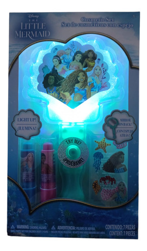 Set De Cosmetico Con Espejo Y Luz Para Niña Princesas 7 Pzas