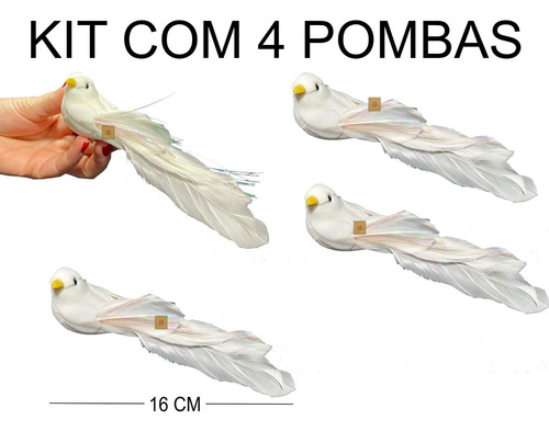 Kit C 4 Pombas Da Paz De Natal Enfeite De Árvore Natalino