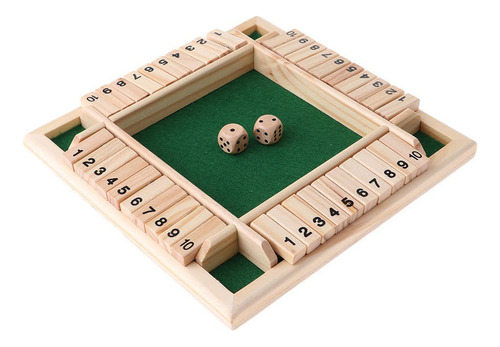 Madera 4 Caras 10 Número Shut The Box Juego De Tablero De