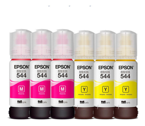 Kit Com 6 Refil Tinta Epson T544 Originais L3110 L3150 M/y