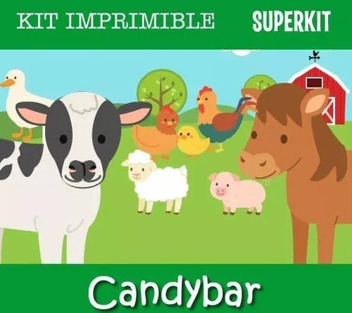 Kit Imprimible Granja Animalitos Candy Bar
