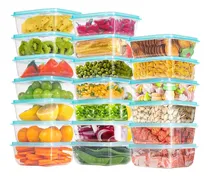 Comprar 20 Recipientes Herméticos de Plástico para Cocina y Varias Escenarios con Tapa Transparentes y Compatibles con Microondas y Refrigeradores Easyclin EC-20