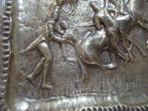 Cuadro Bronce San Martín Batalla San Lorenzo Firmado (15485) Dorado (Usado)
