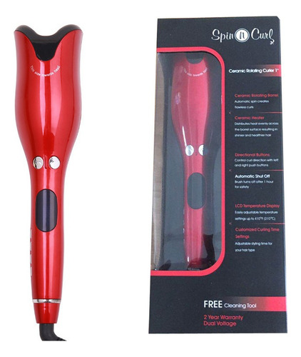 Curling Iron - Rizador Automático, Color Rojo