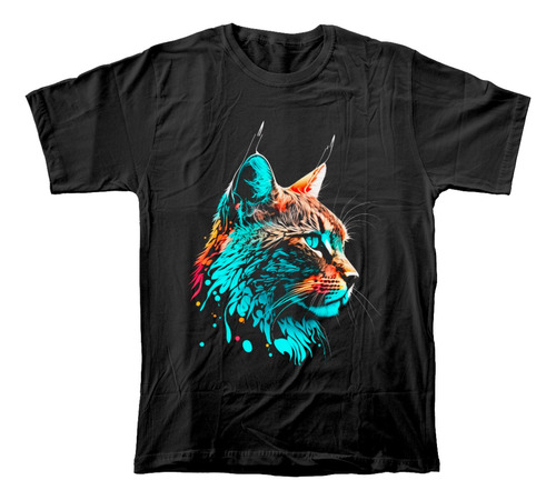 Camiseta Algodón Para Adultos Con Estampado De Gato Montés
