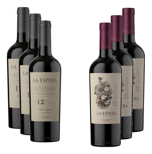 Pack 3 Vino La Espera Reserva Y 3 La Espera Malbec Argentino