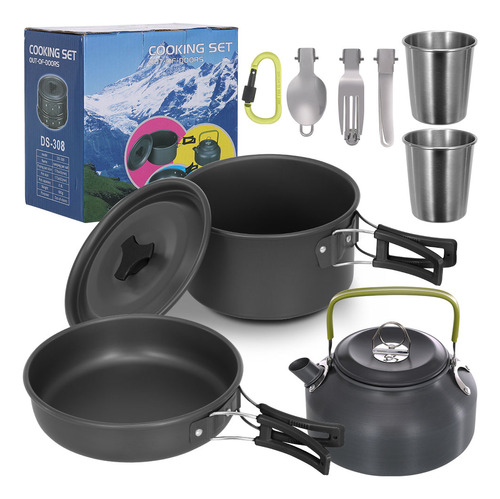 Set De Cocina Para Camping Ligero Portátil Olla Tetera Tazas