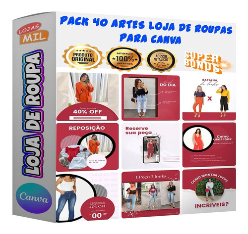 Pack Canva Loja De Roupas Arquivo Editável 40 Artes