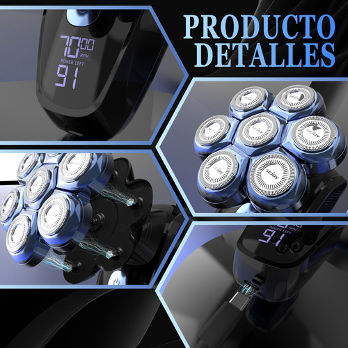 Sejoy Alien Pro Rasuradora Eléctrica Barba Recargable Hombre Afeitadora Y Calvo Corta Pelos Kits 5 En 1 Color Azul 127V