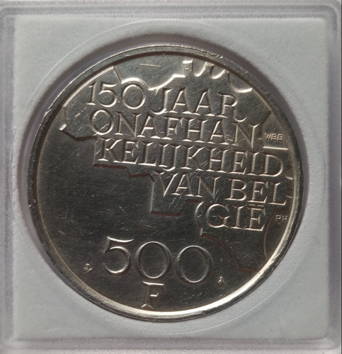 Moneda En Plata De 500 Francos De Bélgica Conmemorativa 1980