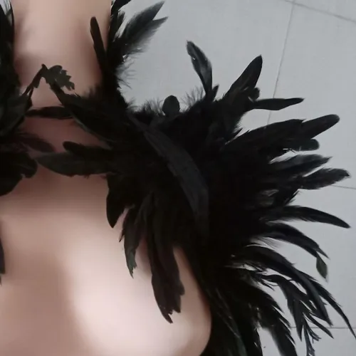 Cuello De Tortuga De Plumas Cuello Falso Abrigo Negro Negro