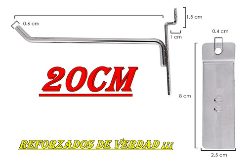 Ganchos Reforzados Para Panel Ranurado 20cm X 10 Unidades