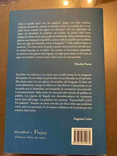 Imagen 2 de 4 de Libro Poesía Palabras Que Nos Nombran Axel Levin