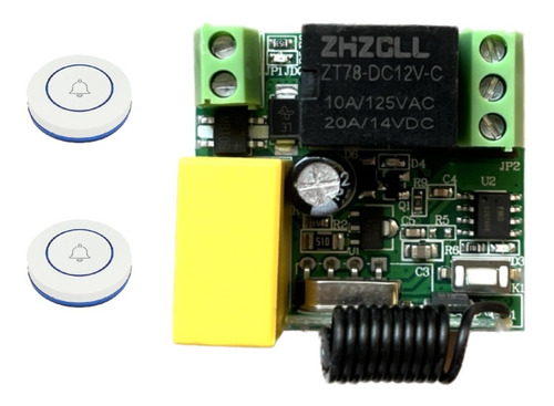 1 Receptor Inalámbrico 220v 2controles Remotos 1boton 433mhz