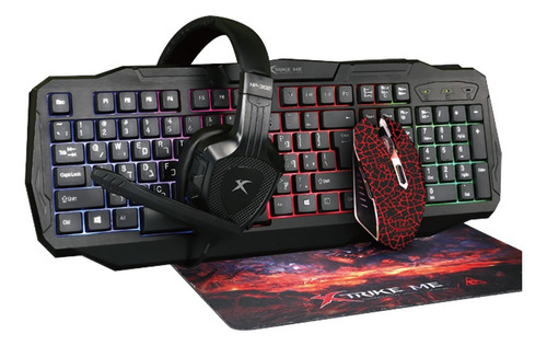 Kit Gaming Xtrike Me. Teclado, Mouse, Audífonos Y Mousepad