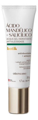 Gel Antioleosidade Ácido Mandélico + Salicílico Botik 50g Momento de aplicação Dia/Noite Tipo de pele Mista