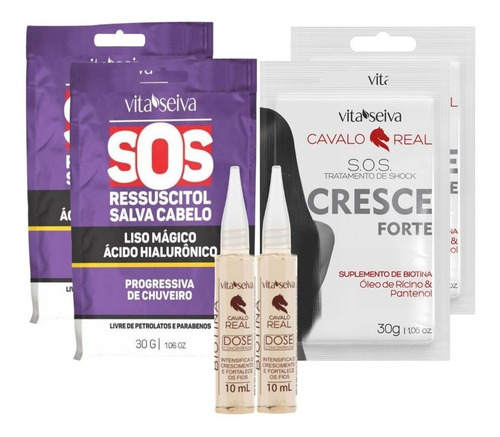 Imagem 1 de 12 de Kit Progressiva Chuveiro+ Biotina+ Cresce Forte Vita Seiva