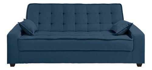 Sofa Cama Con Brazos 204x080x089 - Abierto 120x204 - Montana Color Azul Diseño de la tela Liso