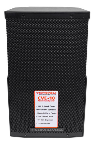 Bafle Amplificado Activo Bluetooth 10 Cerwin Vega Cve-10-na Color Negro