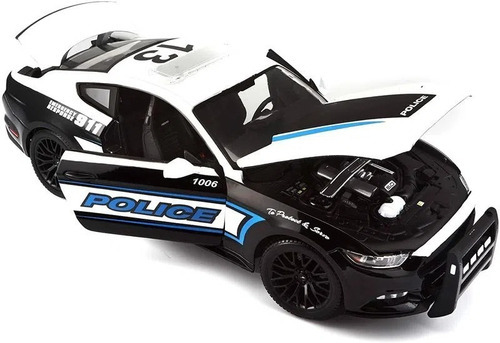 Auto Maisto Ford Mustang Gt Police 1/18, color blanco
